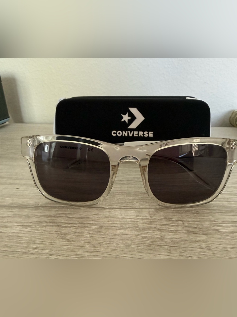 Converse Men’s Clear Frame Sunglasses with Dark Smoke Lenses